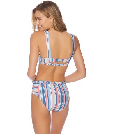 Tops Women's Over The Shoulder Halter Swimsuit Bikini Top - Holding Pattern Stripe - C318Y8LWE7I $40.35