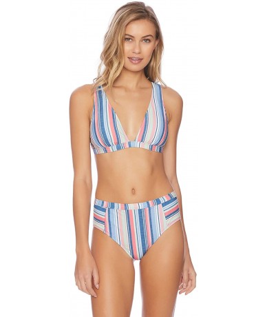 Tops Women's Over The Shoulder Halter Swimsuit Bikini Top - Holding Pattern Stripe - C318Y8LWE7I $40.35