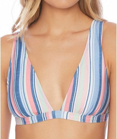 Tops Women's Over The Shoulder Halter Swimsuit Bikini Top - Holding Pattern Stripe - C318Y8LWE7I $40.35