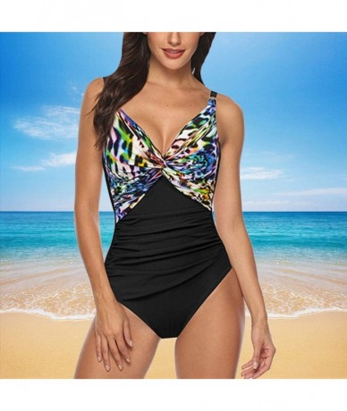 One-Pieces Sexy Printed Bikini One Piece Swimsuit Women Plus Size Print Tankini Swimjupmsuit Beachwear Padded Swimwear Black ...