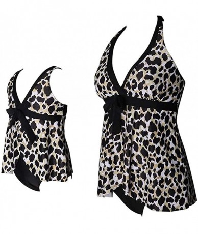 One-Pieces Women Girl Leopard Print Family Matching Mommy and Me One Piece Halter Backless Swimsuit Set - Leopard-6 - C1199US...