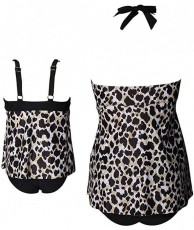 One-Pieces Women Girl Leopard Print Family Matching Mommy and Me One Piece Halter Backless Swimsuit Set - Leopard-6 - C1199US...