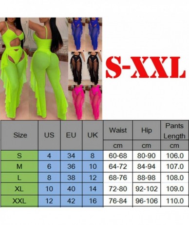 Tankinis Women Sexy Perspective Mesh Sheer Swim Shorts Pants Bikini Bottom Cover up Ruffle Clubwear Pants - Green 4 - CR18TH0...