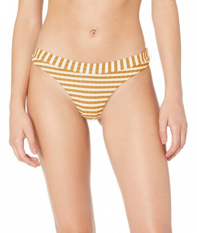 Tankinis Women's Island Stripe High Leg Skmpy Bikini Bottom - Mustard - CW18LR77W6T $67.42