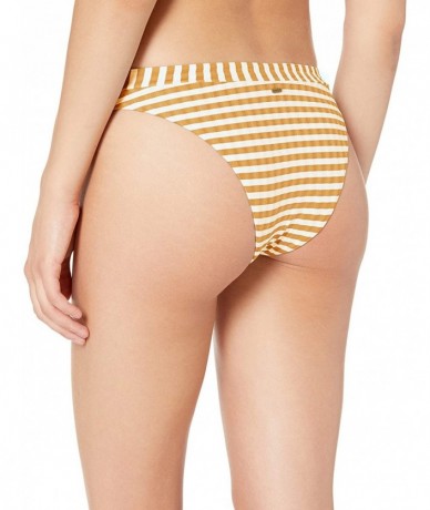 Tankinis Women's Island Stripe High Leg Skmpy Bikini Bottom - Mustard - CW18LR77W6T $67.42