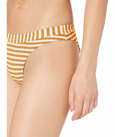 Tankinis Women's Island Stripe High Leg Skmpy Bikini Bottom - Mustard - CW18LR77W6T $67.42