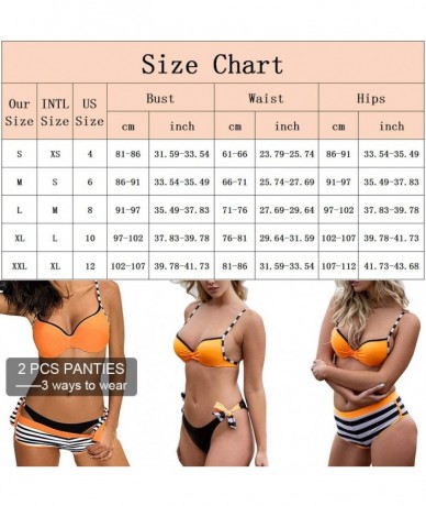 Sets 3 Pieces Swimsuit for Women Bikini Sets Padded Push Up Halter Swimwear Beach Bathing Suit S-XXL - Orange - CN18SAOSYT5 $...