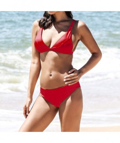 Tankinis 2 Piece Swimsuit for Womens 2020 Push-Up Swimwear Sexy Low Waist Bikinis-S-XL - B-red - CK1942NGQ0N $23.95