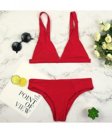 Tankinis 2 Piece Swimsuit for Womens 2020 Push-Up Swimwear Sexy Low Waist Bikinis-S-XL - B-red - CK1942NGQ0N $23.95