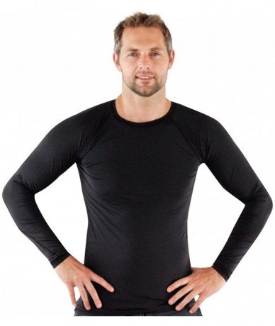 Rash Guards Rash Guards for Men - UV 50 Sun Protection Swim Shirts Long Sleeve - Black - CR11LKN4397 $37.37