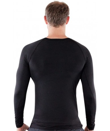 Rash Guards Rash Guards for Men - UV 50 Sun Protection Swim Shirts Long Sleeve - Black - CR11LKN4397 $37.37