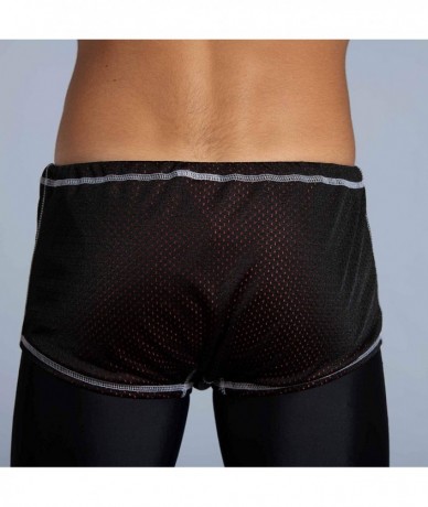 Racing Mens Square Cut Drag Short Training Swimsuit - Black - C3192CUAE09 $33.59