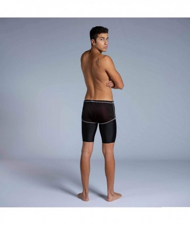 Racing Mens Square Cut Drag Short Training Swimsuit - Black - C3192CUAE09 $33.59