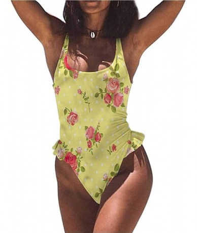 Bottoms Swimwear Rose- Modern Style Pink Blossoms Comfortable and Sexy - Multi 06-one-piece Swimsuit - CX19E7L6H3D $83.65