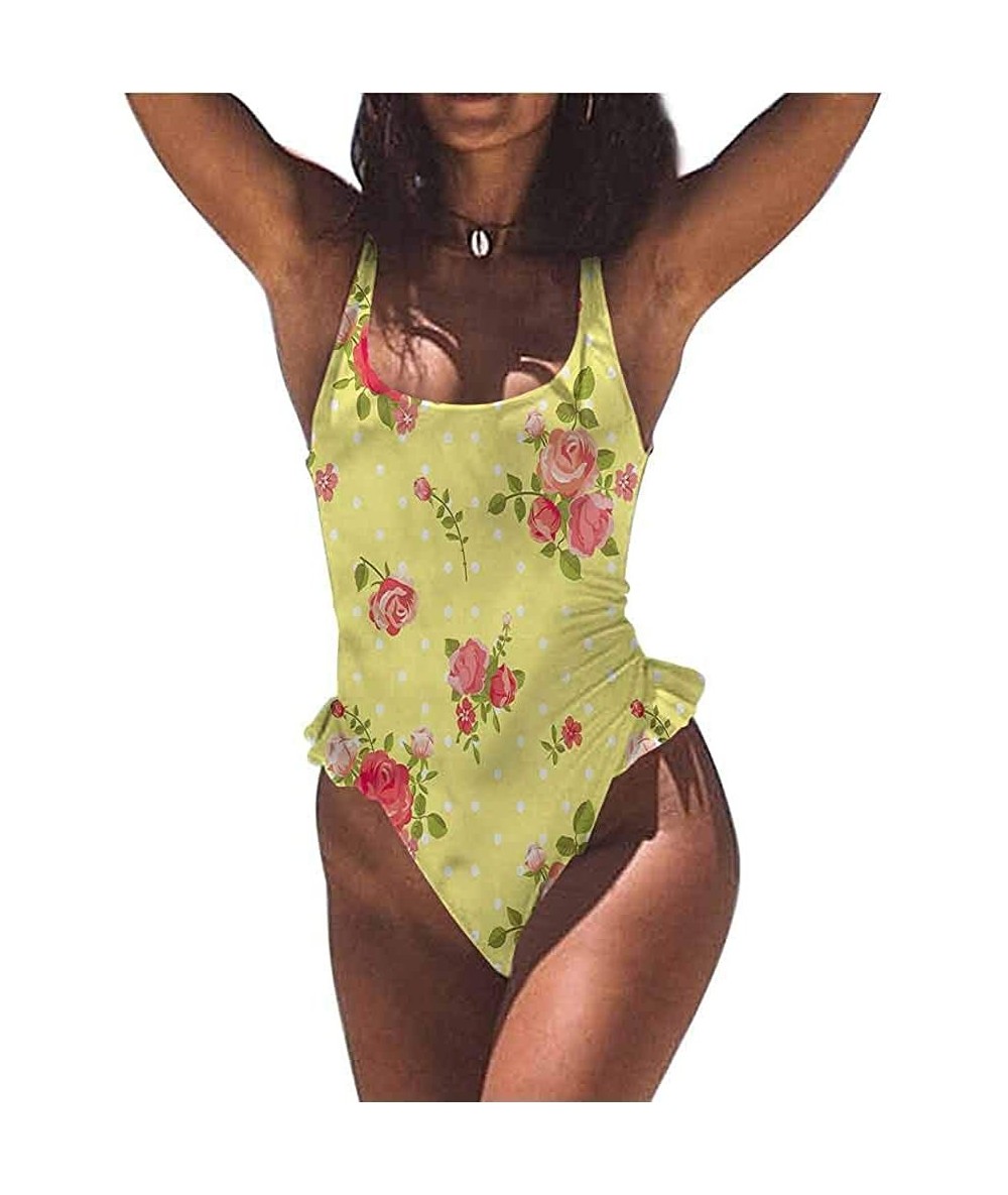 Bottoms Swimwear Rose- Modern Style Pink Blossoms Comfortable and Sexy - Multi 06-one-piece Swimsuit - CX19E7L6H3D $83.65