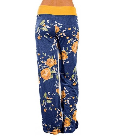 Bottoms Women Workout Training Pants High Waisted Floral Print Comfy Stretch Trousers - Blue - C5195NH47ZL $80.17