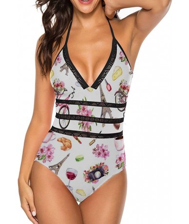 One-Pieces Van Gogh Pattern 1 Women One Piece Plunge Monokini Sexy Hollow Lace Out Bikini Swimsuits Bathing Suit - Paris City...