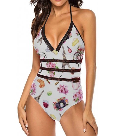 One-Pieces Van Gogh Pattern 1 Women One Piece Plunge Monokini Sexy Hollow Lace Out Bikini Swimsuits Bathing Suit - Paris City...