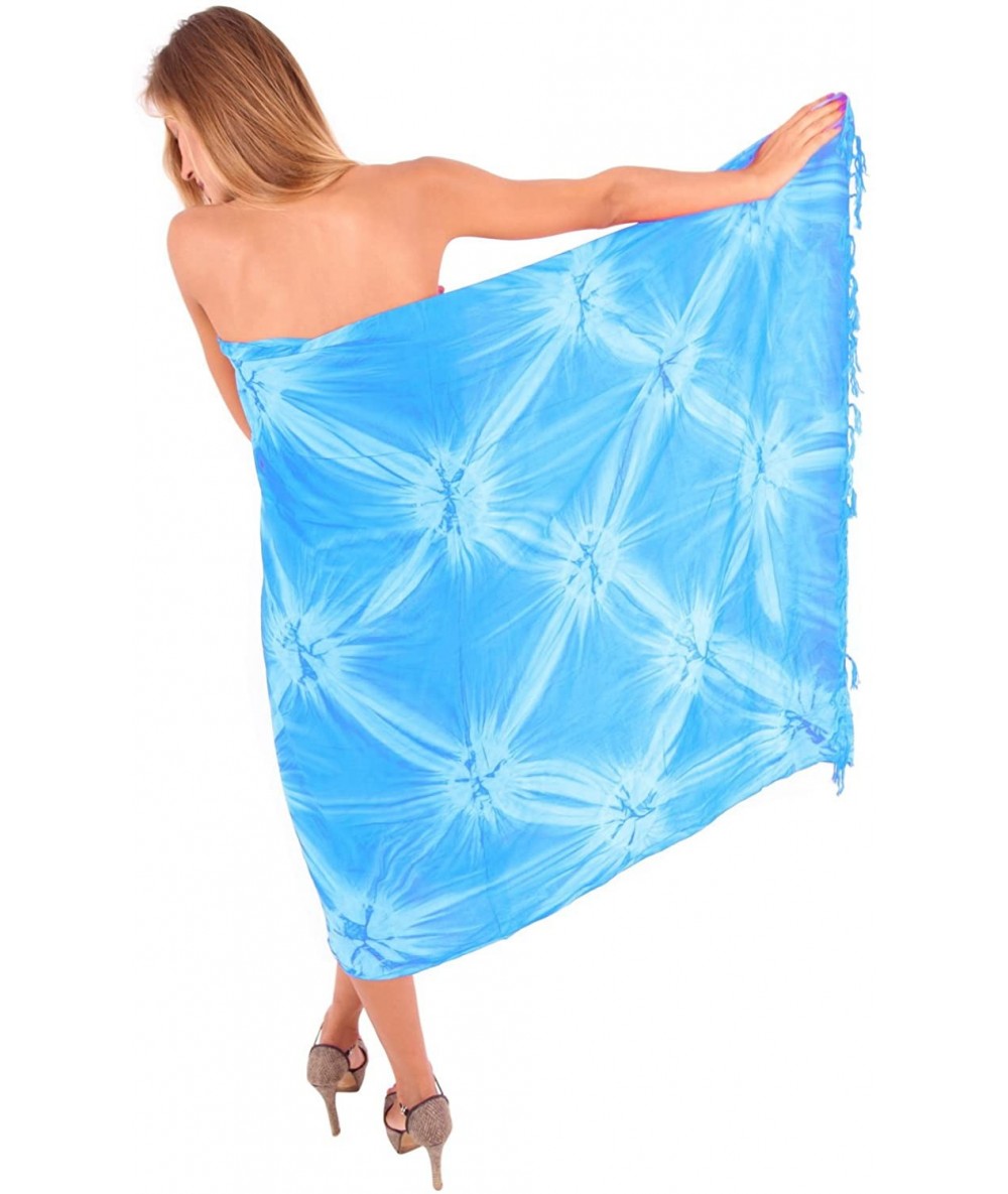 Cover-Ups Women's Swimwear Pareo Beach Cover Up Sarong Wrap Skirts Hand Tie Dye B - Turquoise_u849 - CJ121U85VL5 $28.07