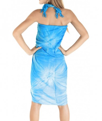 Cover-Ups Women's Swimwear Pareo Beach Cover Up Sarong Wrap Skirts Hand Tie Dye B - Turquoise_u849 - CJ121U85VL5 $28.07