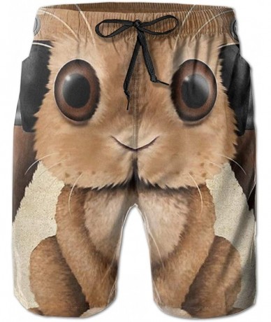 Board Shorts Men Drawstring Elastic Waist Swim Trunks Beach Shorts - Head of Lion King - Headphone Bunny - C418X54LAEK $41.01