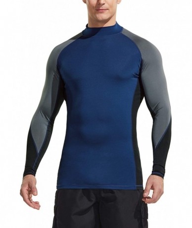 Rash Guards Men's UPF 50+ Long Sleeve Rash Guard- UV/SPF Quick Dry Swim Shirt- Water Surf Swimming Shirts - Three Color Block...