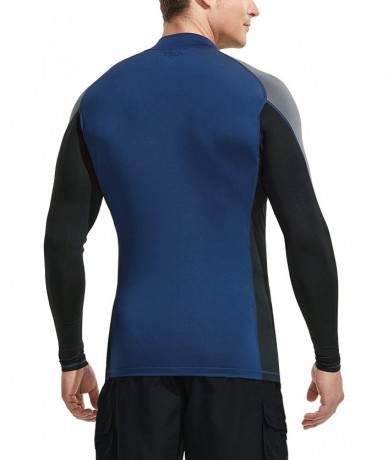 Rash Guards Men's UPF 50+ Long Sleeve Rash Guard- UV/SPF Quick Dry Swim Shirt- Water Surf Swimming Shirts - Three Color Block...