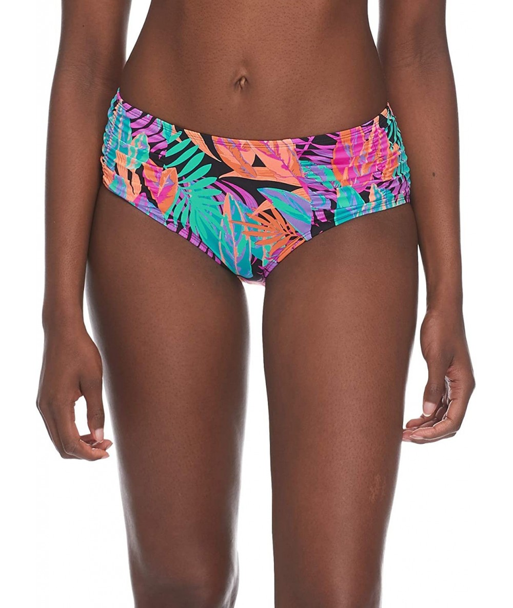 Tankinis Women's Alessia Hi Waist Ruched Bikini Bottom Swimsuit - Borneo Floral Print - CC18I076074 $46.13