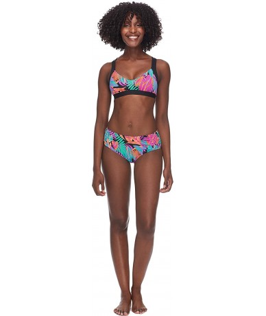 Tankinis Women's Alessia Hi Waist Ruched Bikini Bottom Swimsuit - Borneo Floral Print - CC18I076074 $46.13