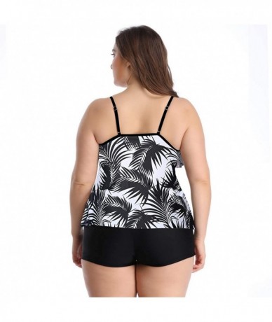 Sets Women Tankini Set Plus Size Bathing Suit Flounce Printed Two Piece Swimsuits Tummy Control - Mutil-d - C11980HLCOR $43.83