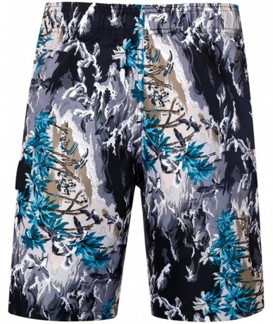 Trunks Men's Quick Dry Swim Trunks Long Palm Beach Board Shorts Bathing Suit - Ink Printing - CO18EYH23ZT $33.80