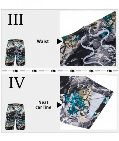 Trunks Men's Quick Dry Swim Trunks Long Palm Beach Board Shorts Bathing Suit - Ink Printing - CO18EYH23ZT $33.80