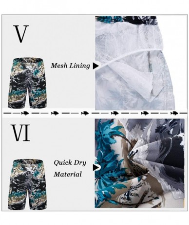 Trunks Men's Quick Dry Swim Trunks Long Palm Beach Board Shorts Bathing Suit - Ink Printing - CO18EYH23ZT $33.80