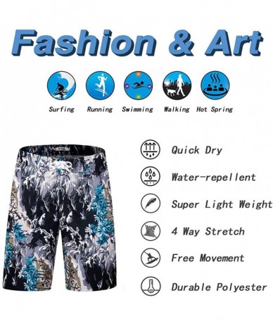 Trunks Men's Quick Dry Swim Trunks Long Palm Beach Board Shorts Bathing Suit - Ink Printing - CO18EYH23ZT $33.80