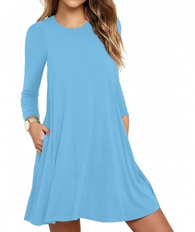 Cover-Ups Women Summer Casual T Shirt Dresses Beach Cover up Plain Tank Dress - Light Blue - CM186NE5C46 $33.96