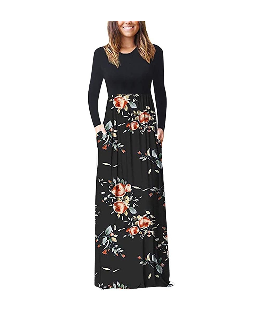 Tops Women's Printed Long Maxi Sundress - Gray9421 - CC18QCKZKOI $41.93