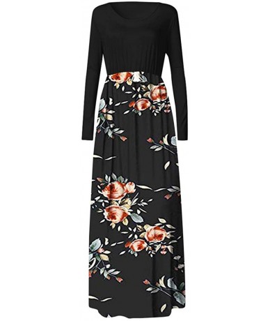 Tops Women's Printed Long Maxi Sundress - Gray9421 - CC18QCKZKOI $41.93