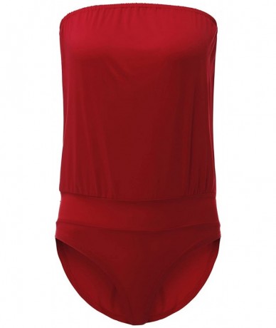 One-Pieces Women Tube Bodysuits Leotard Strapless Jumpsuit Summer One Piece Swimwear Beach Cover Up - Red - CJ18HC9EAZL $37.72