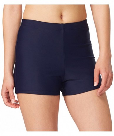 Tankinis Women's Basic High Waisted Boy Short Swim Bikini Tankini Bottom with Liner - Navy - CW17XE6WQTL $32.06