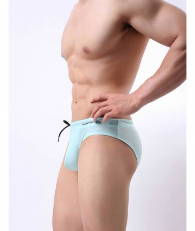 Briefs Men's Fashion Low-Rise Swimming Briefs Pure Color Bikini Swimwear 1156 - A13 Light Green - CP18GOX9MHK $20.76