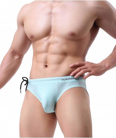 Briefs Men's Fashion Low-Rise Swimming Briefs Pure Color Bikini Swimwear 1156 - A13 Light Green - CP18GOX9MHK $20.76