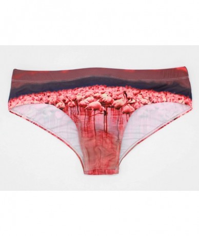 Briefs Men's Swim Boxer Briefs Swim Shorts Printed Quick Dry Swimsuit - Flamingo - CP18NHUEA59 $38.00