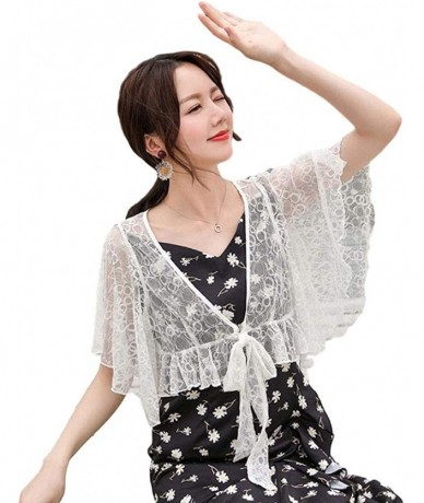 Cover-Ups Women's Fashion Chiffon Shrug Sun Protection Blouses Lace Shawl Scarf Sleeves Beach Cover up Sunscreen Cuff G130whi...