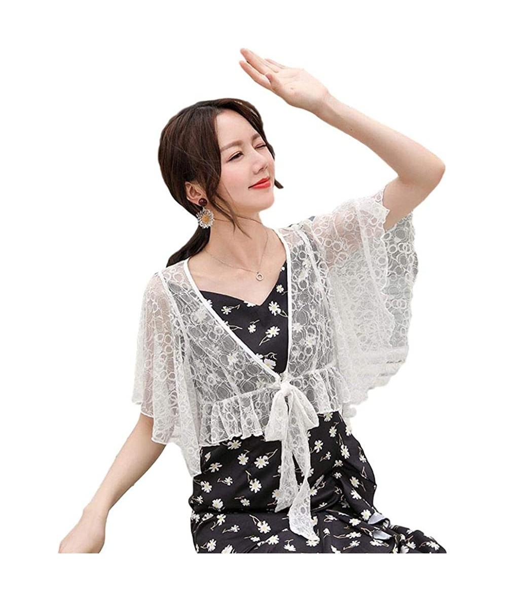 Cover-Ups Women's Fashion Chiffon Shrug Sun Protection Blouses Lace Shawl Scarf Sleeves Beach Cover up Sunscreen Cuff G130whi...