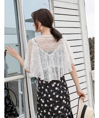 Cover-Ups Women's Fashion Chiffon Shrug Sun Protection Blouses Lace Shawl Scarf Sleeves Beach Cover up Sunscreen Cuff G130whi...