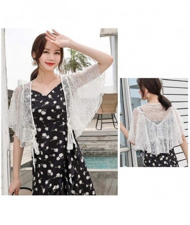 Cover-Ups Women's Fashion Chiffon Shrug Sun Protection Blouses Lace Shawl Scarf Sleeves Beach Cover up Sunscreen Cuff G130whi...