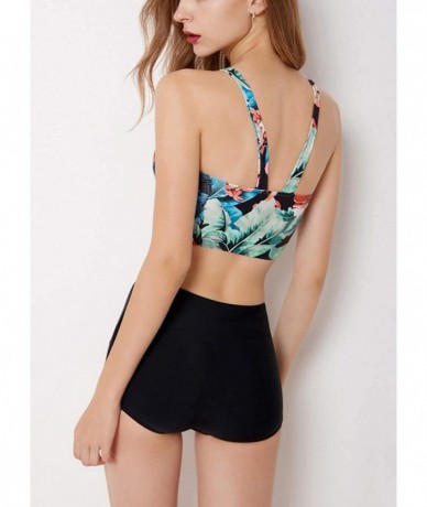 Sets Women Swimwear One/Two Piece Swimsuit Set High Waist Floral Tankini Bikini - Style-16 - CY18QXAS3C9 $38.14