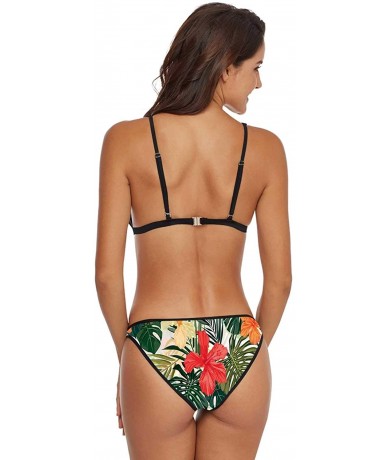 Sets Womens Floral Printing Bottoms Padded Halter Bikini Two Piece Swimsuits Mexico - Multi 12 - CN199I6HT4W $66.91