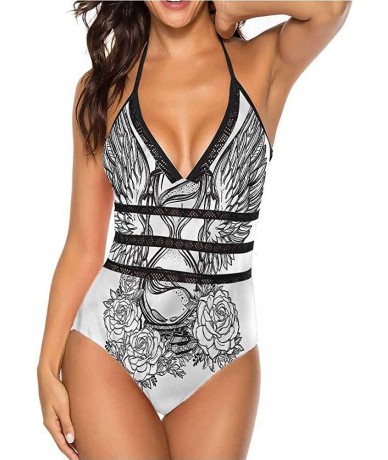 Tops V Neck Lace Up Swimsuits Different Types of Trees Super Cute and Unique - Multi 11 - CC19C4GA7EM $76.02