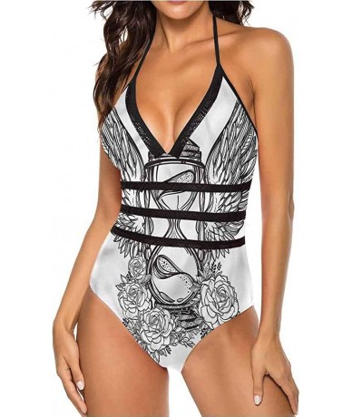 Tops V Neck Lace Up Swimsuits Different Types of Trees Super Cute and Unique - Multi 11 - CC19C4GA7EM $76.02